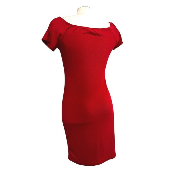 Heart & Hips Red Ribbed Bodycon Button Down Mini Dress Sz Large Womens Short Sle - Picture 7 of 7